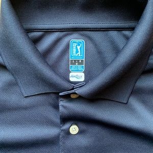 PGA Tour Shirts - Men's Navy Blue PGA Golf Airflux Polo Shirt, L PGA Tour Shirts - Men's Navy Blue PGA Golf Airflux Polo Shirt, L